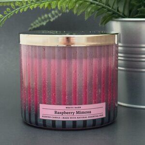BBW Raspberry Mimosa White Barn Bath & Body Works 3 Wick Candle